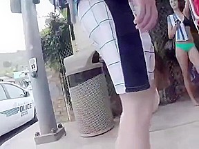 Following sexy girls on the beach
