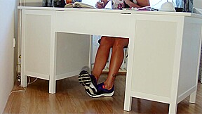 Footjob under her desk by Foot Girls