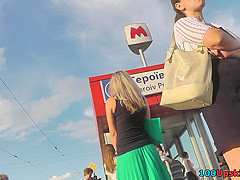 Free upskirt video presents skinny blonde cutie