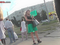 Free upskirt video presents skinny blonde cutie