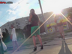 Free upskirt video presents skinny blonde cutie
