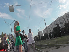 Free upskirt video presents skinny blonde cutie