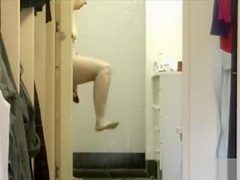 Friend's granny dries off her chubby body with a towel