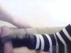 Gal With Gloves For Cumshot