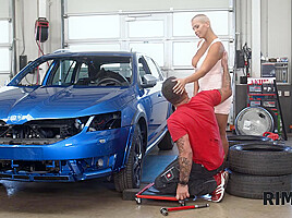 Garage Becomes Place Where Woman Surprises Hubby With Rimming - Chloe Lamour