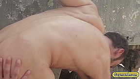 Gay officer let his captured twink taste his bananas and fuck in his asshole