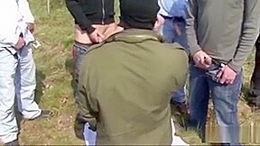 German Amateur Pornstar In Outdoor Gangbang With 14 Men