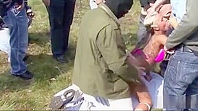 German Amateur Pornstar In Outdoor Gangbang With 14 Men