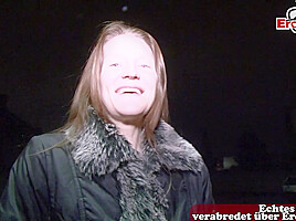 German ugly girl next door pickup on street for amateur casting