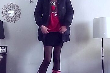 Girl Coming In From The Cold To Display Chastity Belt