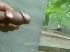 Girl breaths and stop for dick flash