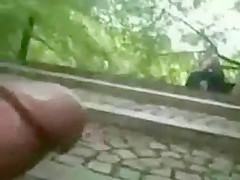 Girl breaths and stop for dick flash