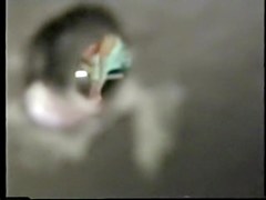 Girl in dressing room from above on