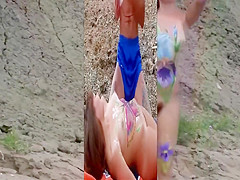 Girls on the Beach with Hairy Pussy  1