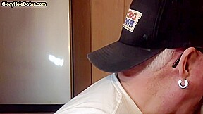 Gloryhole amateur DILF give closeup blowjob and handjob