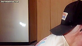 Gloryhole amateur DILF give closeup blowjob and handjob