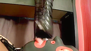 Goddess in sexy leggings dominates pathetic slave tramples