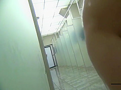 Gorgeous females in a public shower room