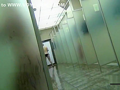 Gorgeous females in a public shower room