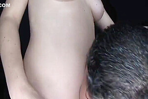 Guy Strokes And Deepthroats Trannys Cock Then Squeezes Tits Then Fucks Her