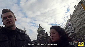 HUNT4K  Prague pickup and passionate sex for cash with hot brunette