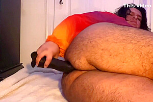 Hairy Fat Femboy Taking Dildo