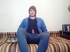 Hairy Twink Jerks Off And Cums On Skate Sneakers