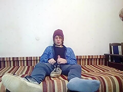 Hairy Twink Jerks Off And Cums On Skate Sneakers