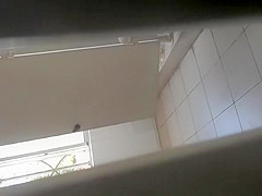Hairy asian pussy in public toilet