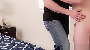 Handsome gay guy strokes his erect cock while ass fucked