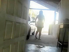 Hidden Hot Girl Plays with Dildo on Car in Public