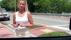 Hitching amateur sucks strangers dick