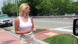 Hitching amateur sucks strangers dick