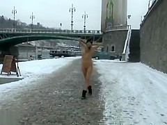 Holly freezing her tits off in Prague 1