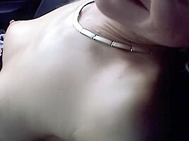 Horny Blonde In Lady From Germany Riding A Cock In The Back Of The Car