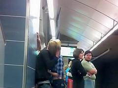 Horny blonde chick making out