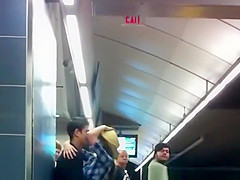 Horny blonde chick making out