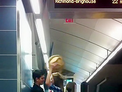 Horny blonde chick making out