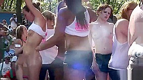 Horny girls strip at the party