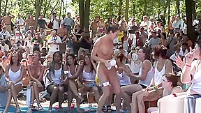 Horny girls strip at the party