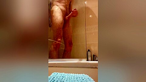Hot And Steamy Shower Wank Two - Amateur Cumming Big Dick Married Straight Guy  Wanking To Cum