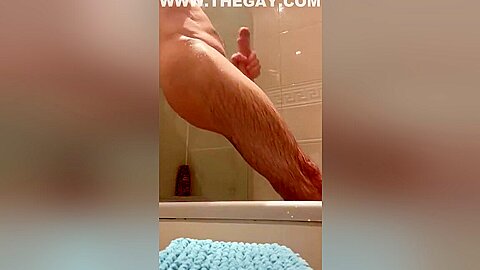Hot And Steamy Shower Wank Two - Amateur Cumming Big Dick Married Straight Guy  Wanking To Cum