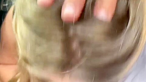 Hot Blonde Giving Road Head: Deepthroat & Swallow