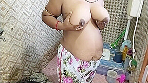 Hot Desi Bhabi Nude Show  and Boobs Massage   desi Bhabi Nude Bath In Bathroom