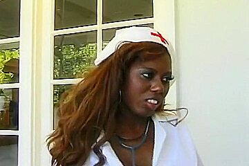 Hot Ebony Nurse Black Cat Fucked And Showered In Jizz