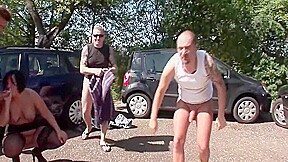 Hot German Chick With An Amazing Body Gets Gangbanged Outdoors
