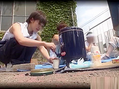 Hot Japanese mild fucks outdoors in the sun