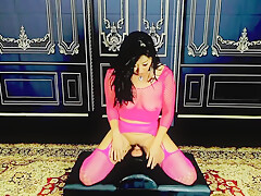 Hot Pink Mesh Asian Girl Fucking Her Sex Toy Deep Throat Her Cum Off It