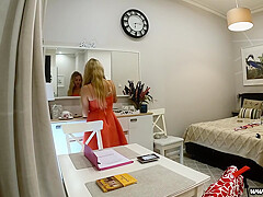 Hot Sexy French Blonde In Porn Casting With Her Tennis Skirt To Do Some House Work
