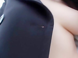 Hot asian masturbates in public